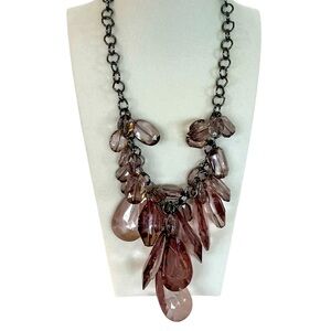 Grabiano Smoky Amethyst Color Beaded Statement Necklace